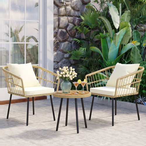 Belulah Wicker/Rattan 2 Person Seating Group with Cushions & Reviews Joss & Main